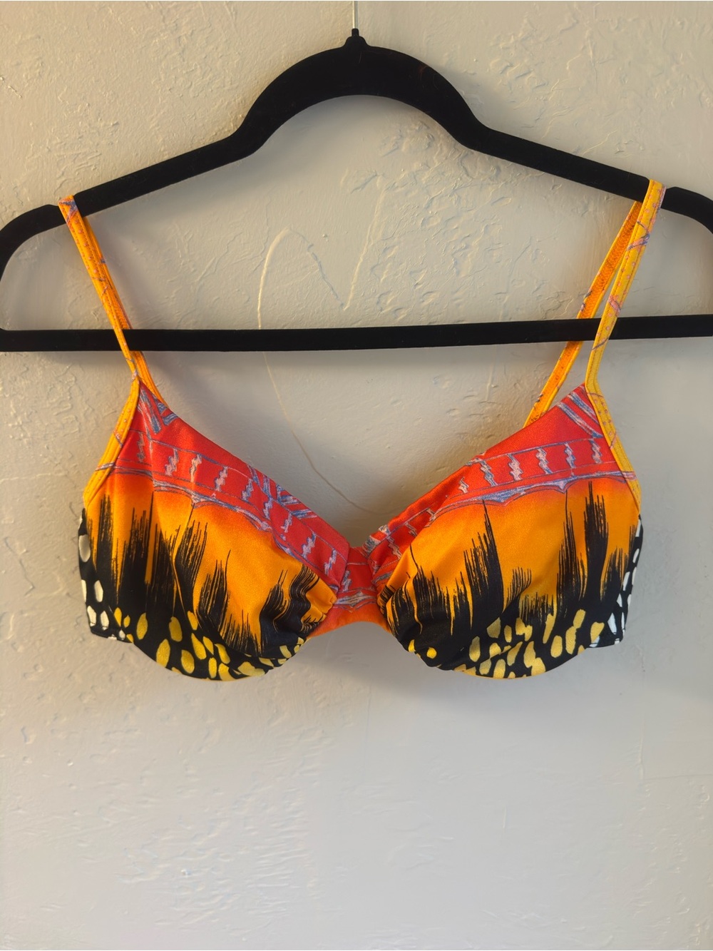 SET - Women’s Animal Print, Orange and Black Bikini - S - Lined Underwire Cups